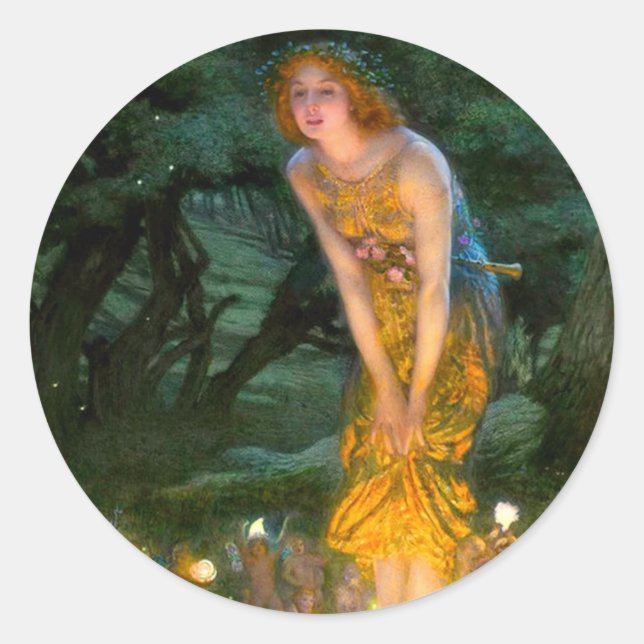 Midsummer Eve Edward Robert Hughes Classic Round Sticker (Front)
