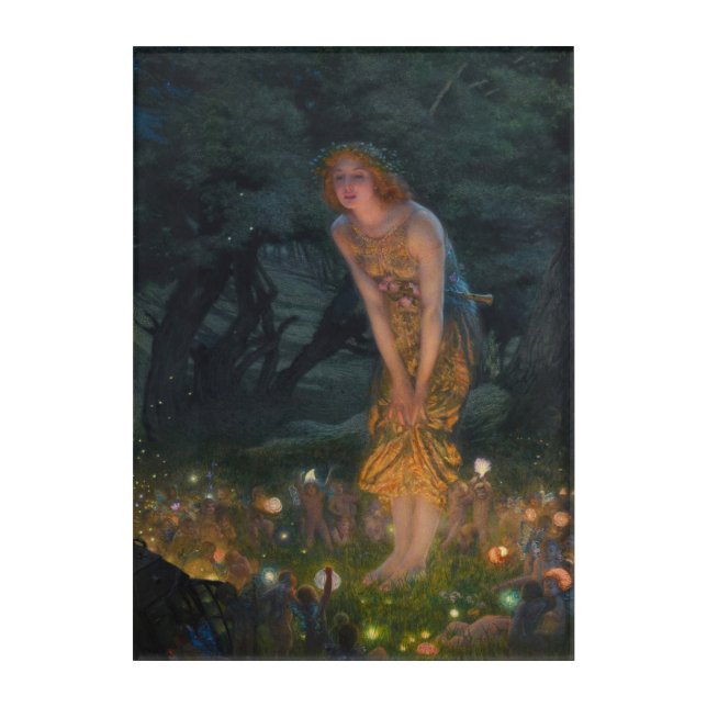 Midsummer Eve Edward Robert Hughes Fairies Fantasy Acrylic Print (Front)
