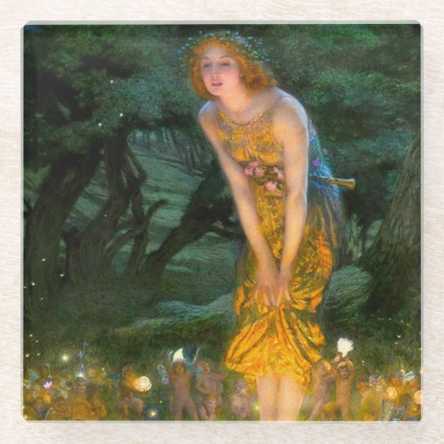 Midsummer Eve Edward Robert Hughes Glass Coaster (Front)