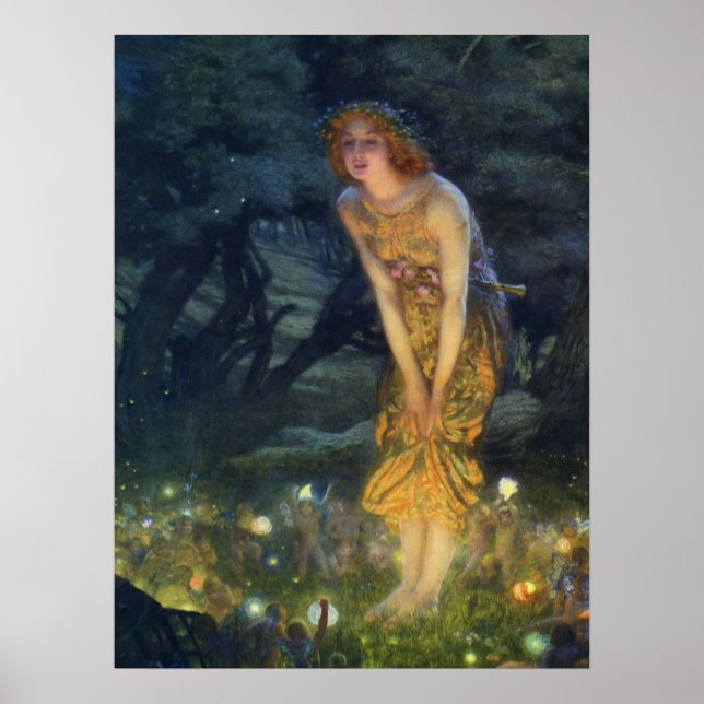 Midsummer Eve Pre-Raphaelite Art Print (Front)