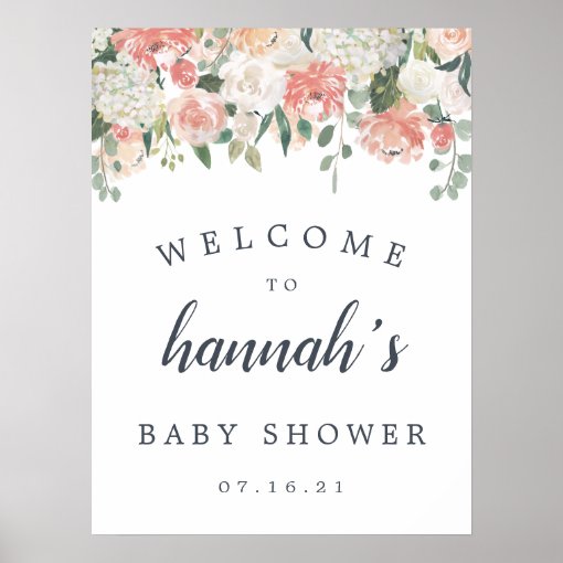 Midsummer Floral Baby Shower Welcome Poster | Zazzle