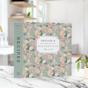 Midsummer Floral Bridal Shower Recipe 3 Ring Binder