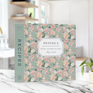 Midsummer Floral Bridal Shower Recipe 3 Ring Binder