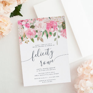 Midsummer Floral Calligraphy Bridal Shower Invitation