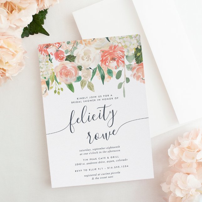 Midsummer Floral Calligraphy Bridal Shower Invitation (Creator Uploaded)