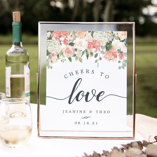 Midsummer Floral Cheers to Love Wedding Sign