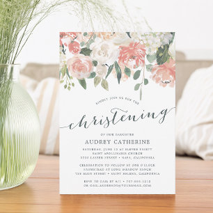 Midsummer Floral Christening Invitation