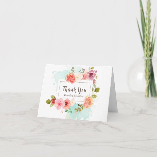 Midsummer Floral Dreams Wedding "Thank You" Thank You Card (Front)