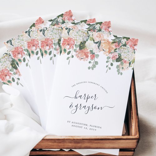 Midsummer Floral Folded Wedding Program