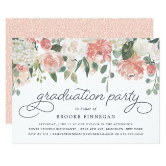 Midsummer Floral Graduation Party Invitation
