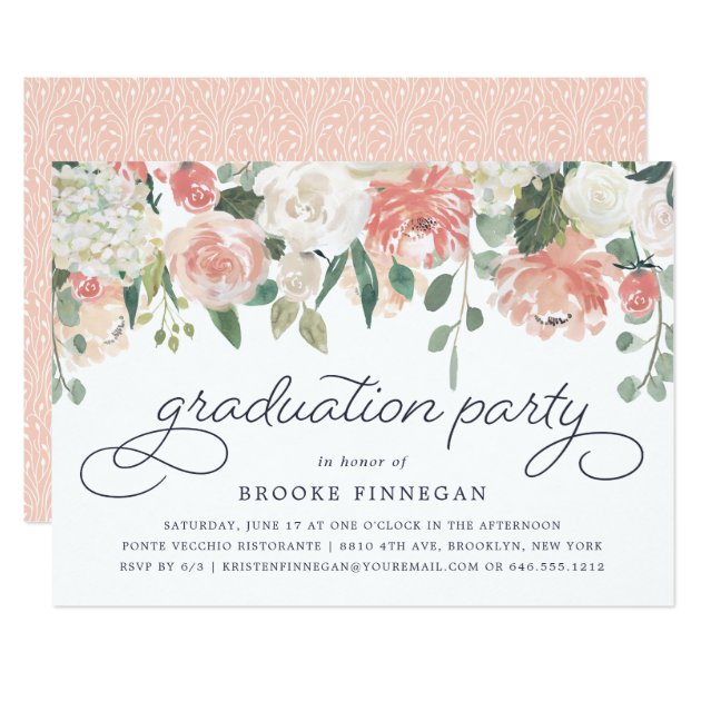 Midsummer Floral Graduation Party Invitation