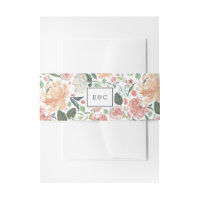 Midsummer Floral Monogram Invitation Belly Band