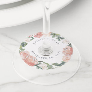 Midsummer Floral   Personalized Wedding Wine Glass Tag