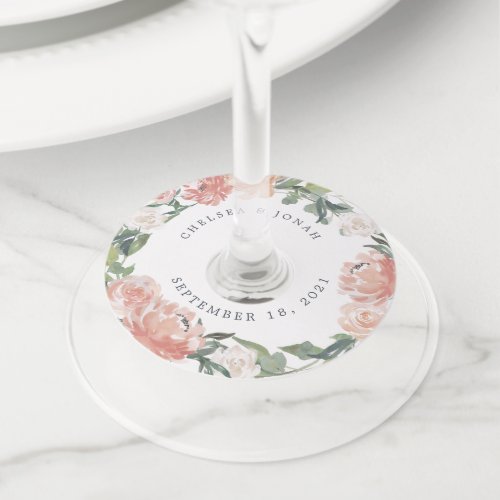 Midsummer Floral  Personalized Wedding Wine Glass Tag