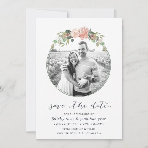 Midsummer Floral Photo Save the Date Card