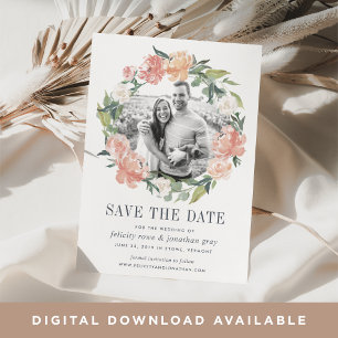 Midsummer Floral Photo Save the Date Card