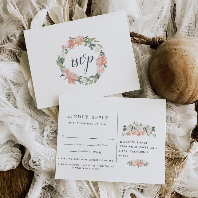 Midsummer Floral RSVP Postcard with Meal Choice (Creator Uploaded)