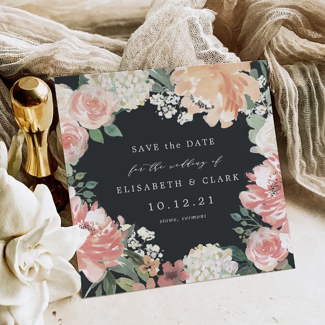 Midsummer Floral Square Save the Date Card (Creator Uploaded)