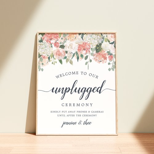 Midsummer Floral Unplugged Wedding Ceremony Sign