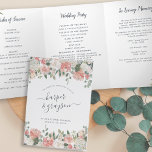 Midsummer Floral Wedding Ceremony Tri-Fold Program<br><div class="desc">Need extra space in your wedding ceremony program? This unique and elegant tri-fold design provides space for all your details, including a personal message, order of service, wedding party, memorial message and even a favorite photo! Designed to match our Midsummer collection, this elegant floral design features peach, blush pink and...</div>