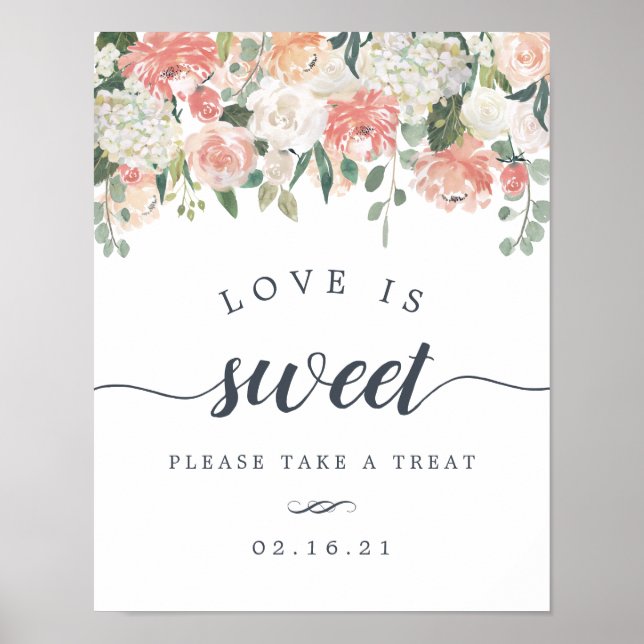 Midsummer Floral Wedding Dessert Table Sign (Front)