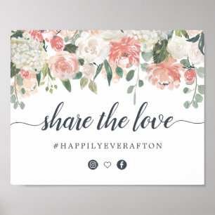 Midsummer Floral Wedding Hashtag Sign