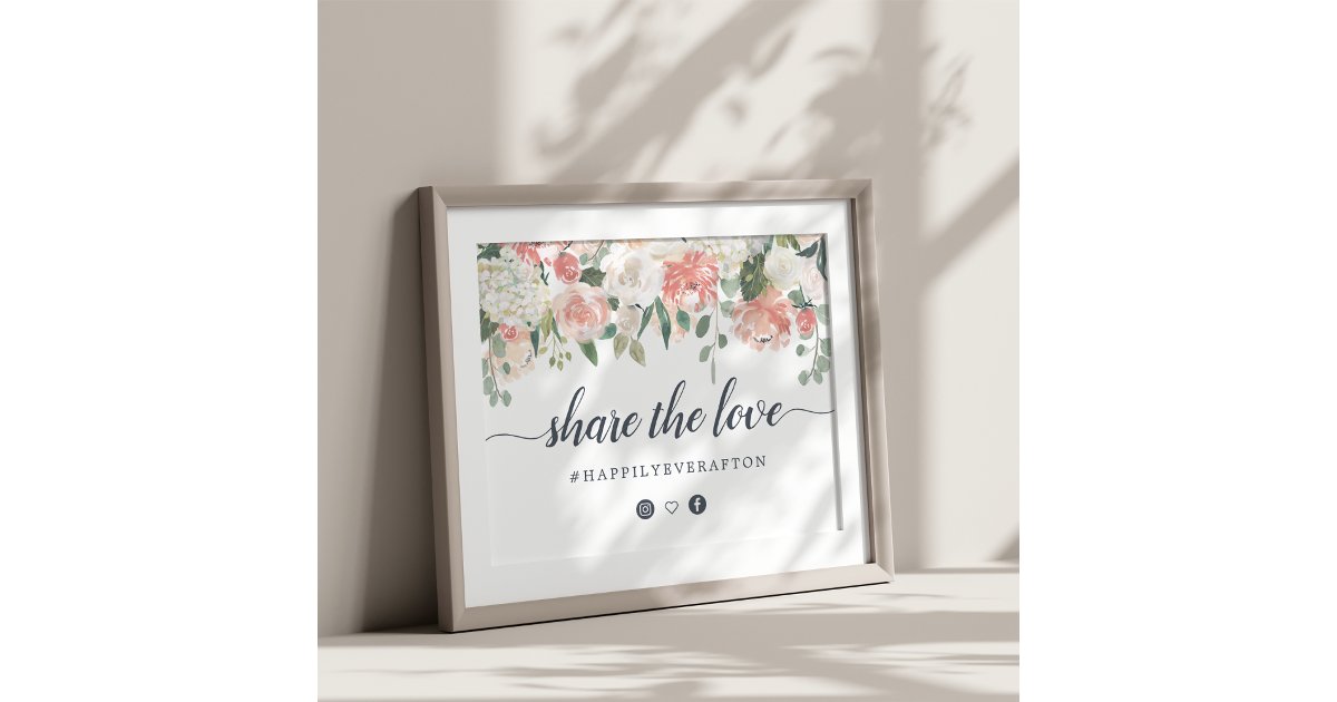 Midsummer Floral Wedding Hashtag Sign | Zazzle