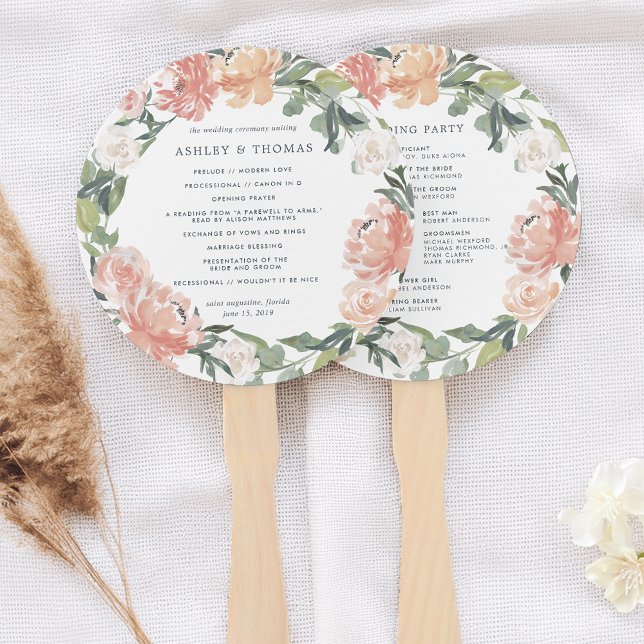 Midsummer Floral Wedding Program Hand Fan (Creator Uploaded)