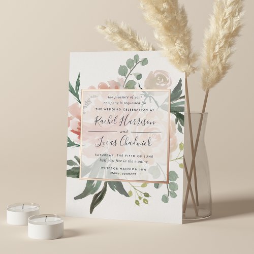 Midsummer Floral Wedding Rose Gold Foil Invitation