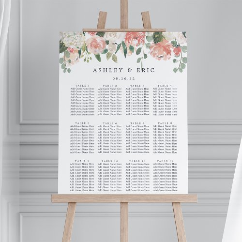 Midsummer Floral Wedding Seating Chart Foam Board
