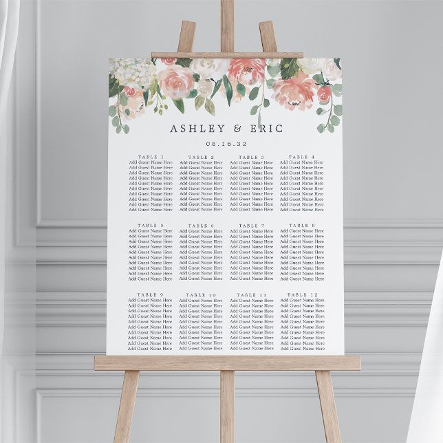 Midsummer Floral Wedding Seating Chart Foam Board (Creator Uploaded)