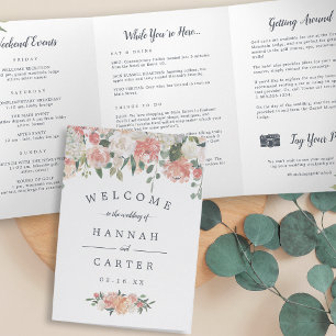 Midsummer Floral Wedding Welcome Letter Itinerary Tri-Fold Program