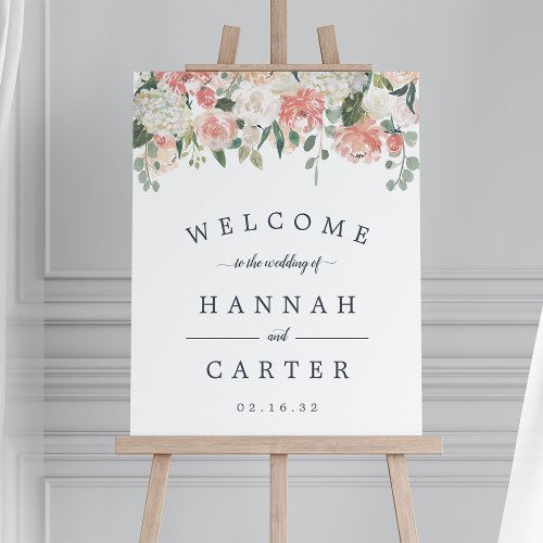 Midsummer Floral Wedding Welcome Sign