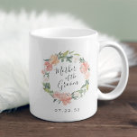 Midsummer Floral Wreath Mother of the Groom Coffee Mug<br><div class="desc">A sweet and elegant gift for the mother of the groom,  mug features a watercolor wreath of peachy pink peonies and botanical foliage with "mother of the groom" inscribed inside in hand lettered script. Personalize with your wedding date beneath. Designed to match our Midsummer floral collection.</div>