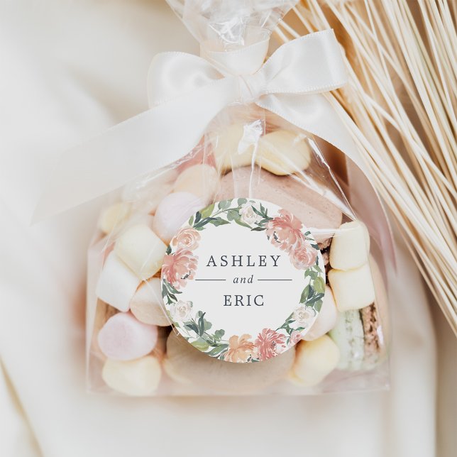 Midsummer Floral Wreath Wedding Classic Round Sticker (Creator Uploaded)