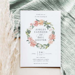 Midsummer   Floral Wreath Wedding Invitation