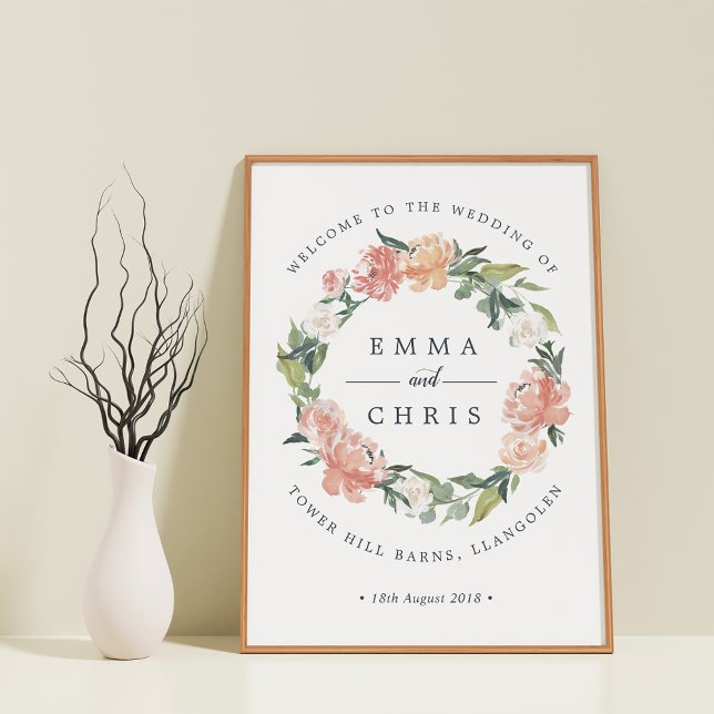 Midsummer Floral Wreath Wedding Welcome Poster (Creator Uploaded)