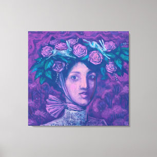 Midsummer Hat, Summer Fantasy Surreal Portrait Art Canvas Print