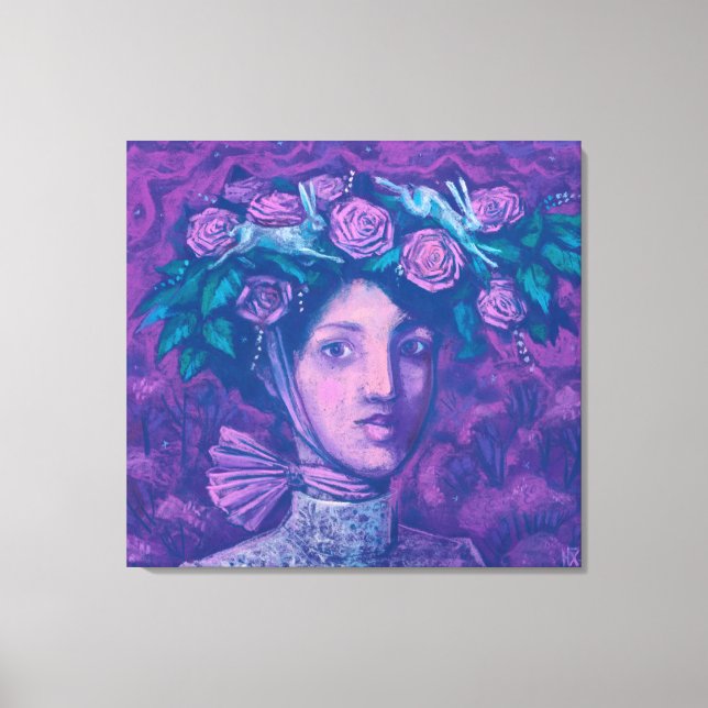 Midsummer Hat, Summer Fantasy Surreal Portrait Art Canvas Print (Front)