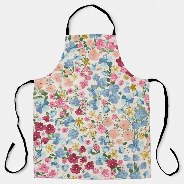 Midsummer meadow, blooming plant pattern. apron (Front)