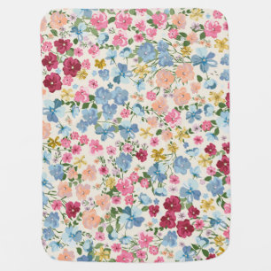 Midsummer meadow, blooming plant pattern. baby blanket