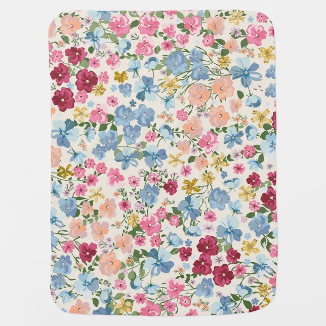 Midsummer meadow, blooming plant pattern. baby blanket (Front)