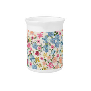 Midsummer meadow, blooming plant pattern. beverage pitcher