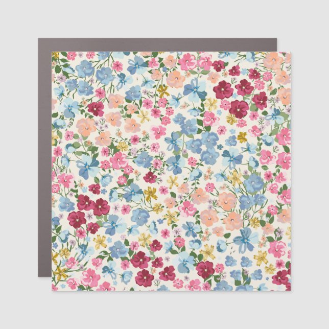 Midsummer meadow, blooming plant pattern. car magnet (Front)