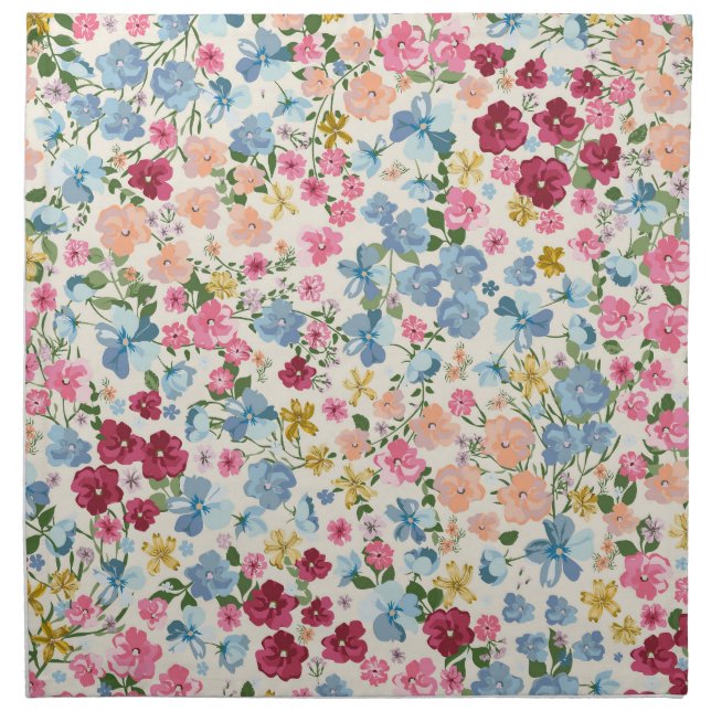 Midsummer meadow, blooming plant pattern. cloth napkin (Front)