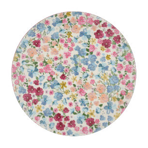 Midsummer meadow, blooming plant pattern. cutting board
