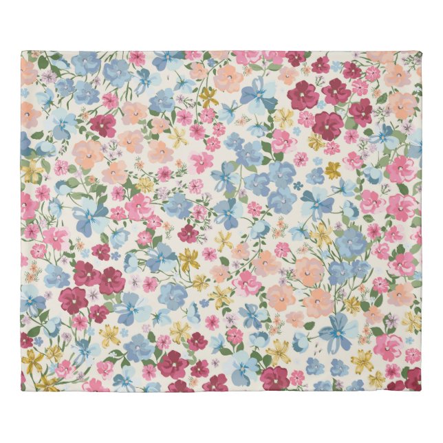 Midsummer meadow, blooming plant pattern. duvet cover (Front)