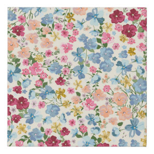 Midsummer meadow, blooming plant pattern. faux canvas print