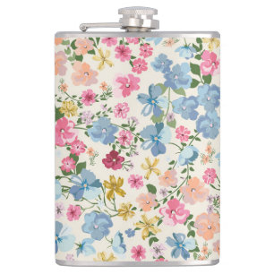 Midsummer meadow, blooming plant pattern. flask