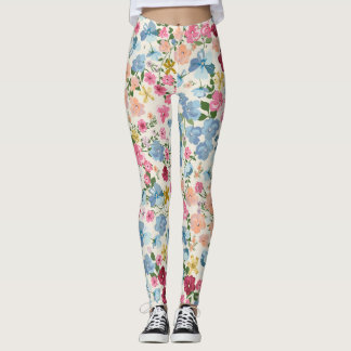 Midsummer meadow, blooming plant pattern. leggings